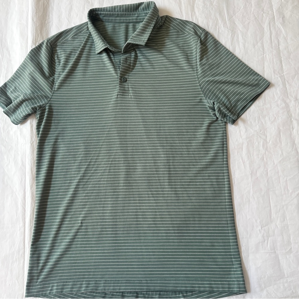 lululemon athletica Evolution Polo Shirt Men's Green Striped medium